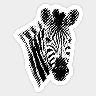 Zebra Face in Black and White Angled Lines Sticker